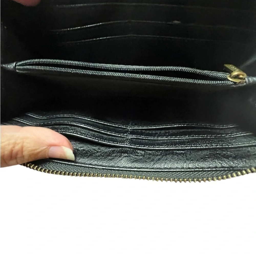 Fossil Black Pebbled Leather Wristlet